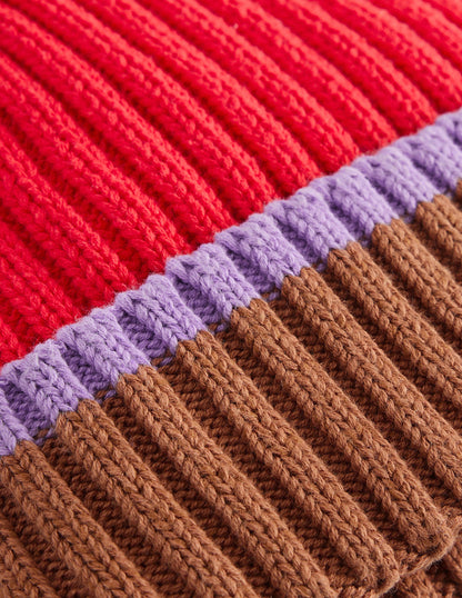 Colour Block Beanie-Jam Red-2