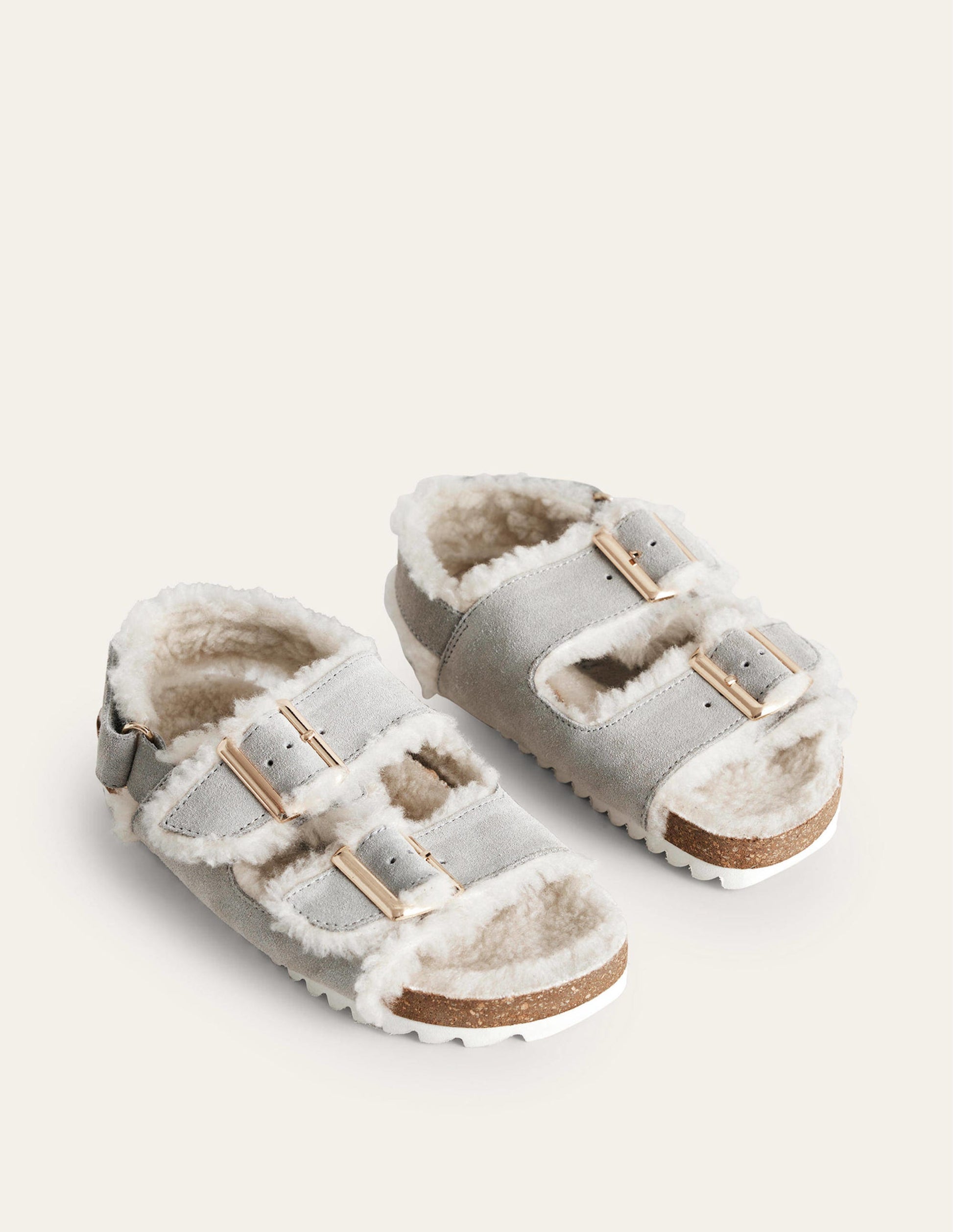 Cosy Suede Buckle Sandals-Taupe-2