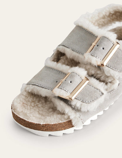 Cosy Suede Buckle Sandals-Taupe-3