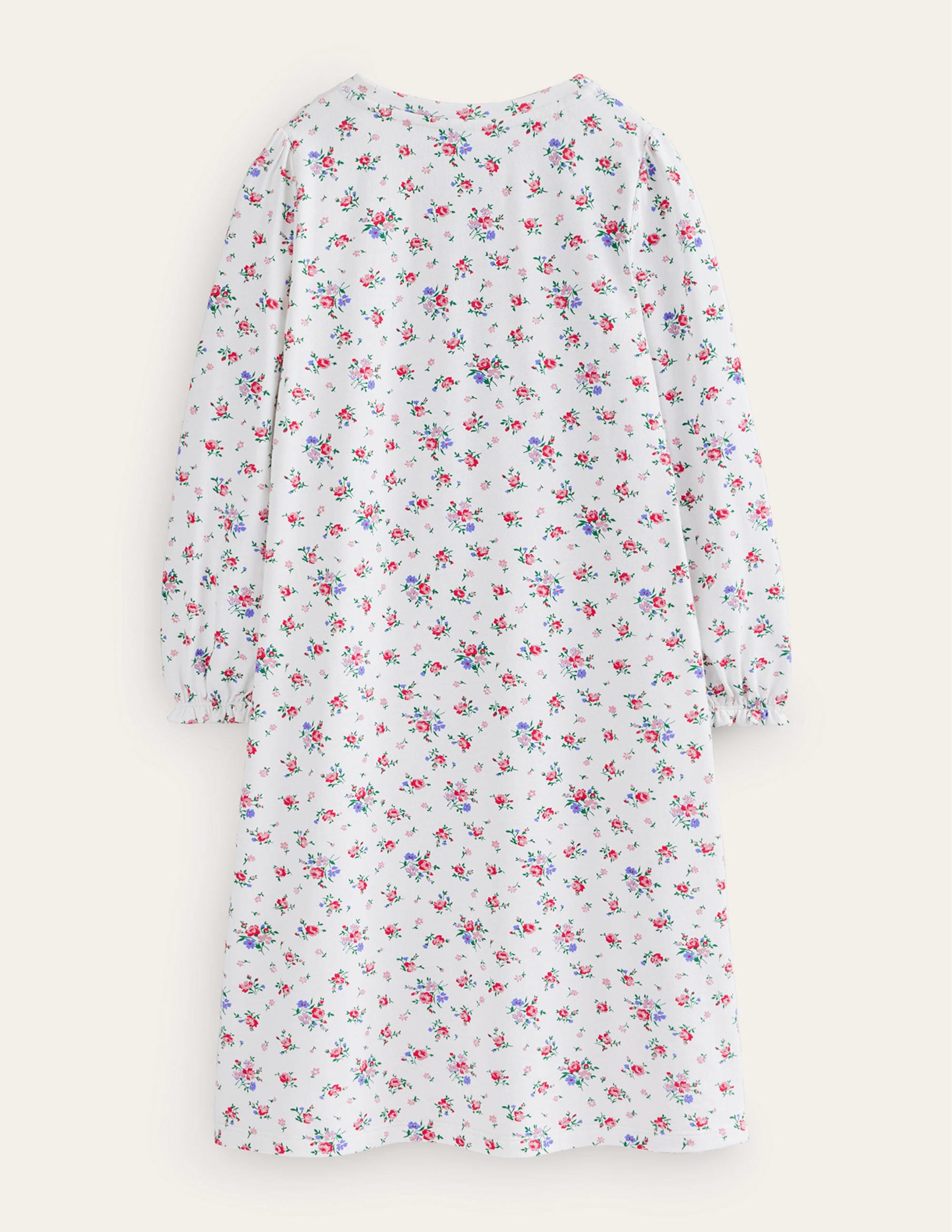 Printed Long-sleeved Nightie-Ivory Bouquet - Image 2