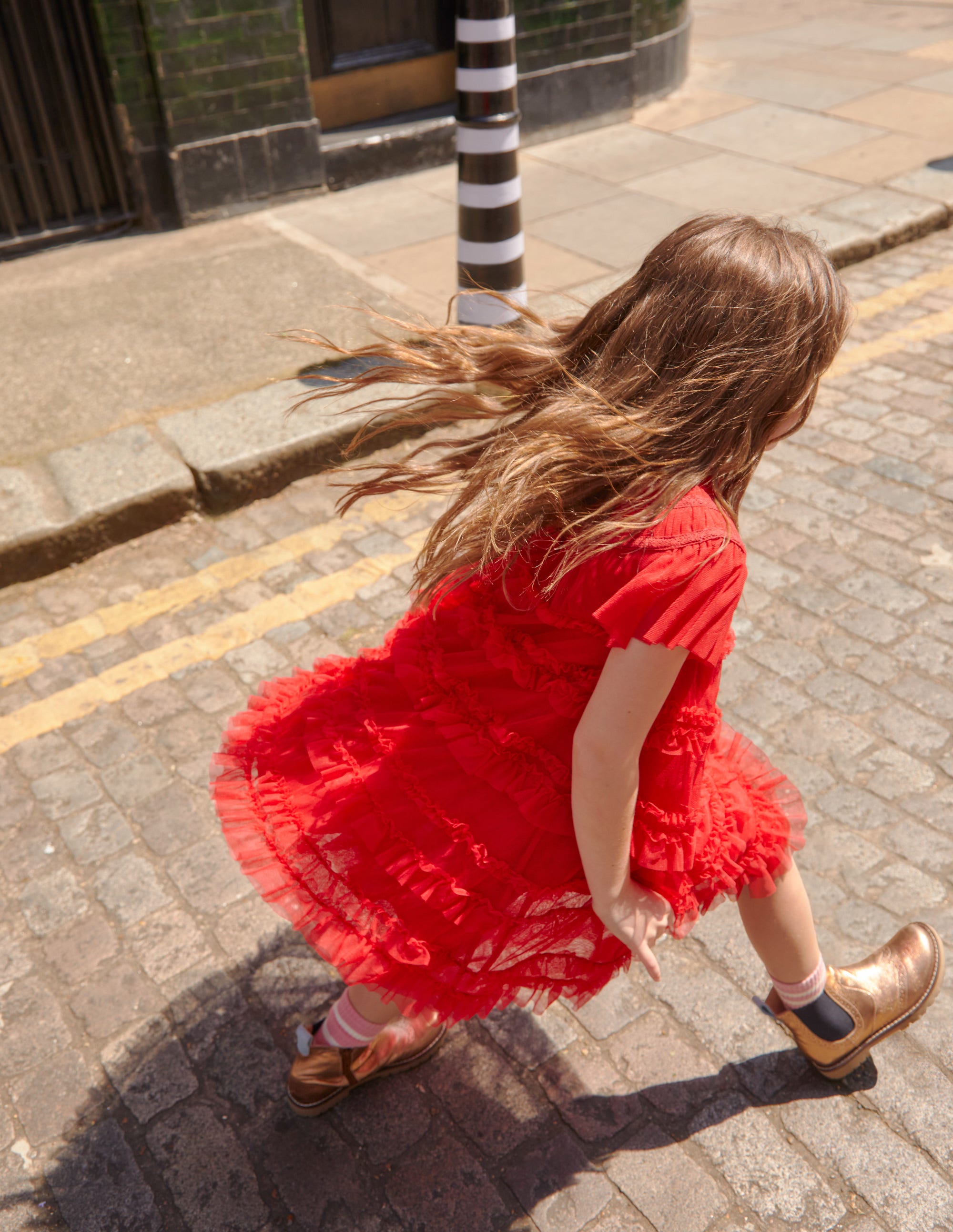 Tulle Tiered Dress-Royal Red - Image 5