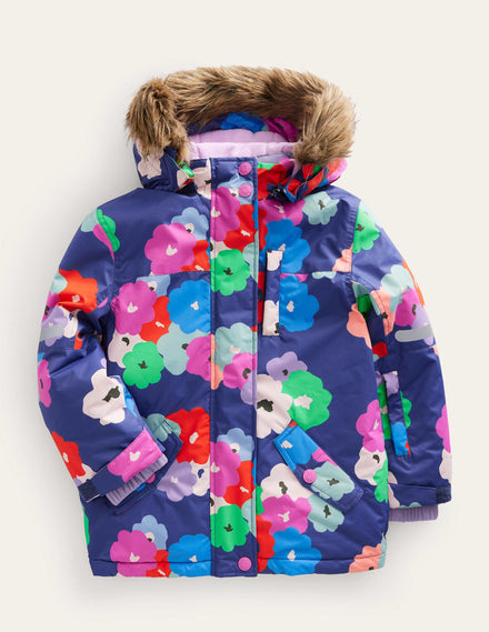 All-Weather Waterproof Jacket-Navy Floral