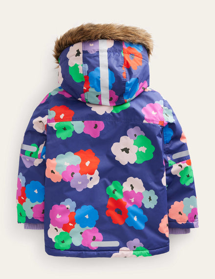 All-Weather Waterproof Jacket-Navy Floral