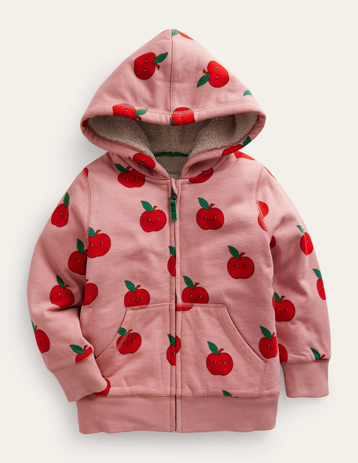 Shaggy-lined Hoodie-French Pink Apples - Image 1