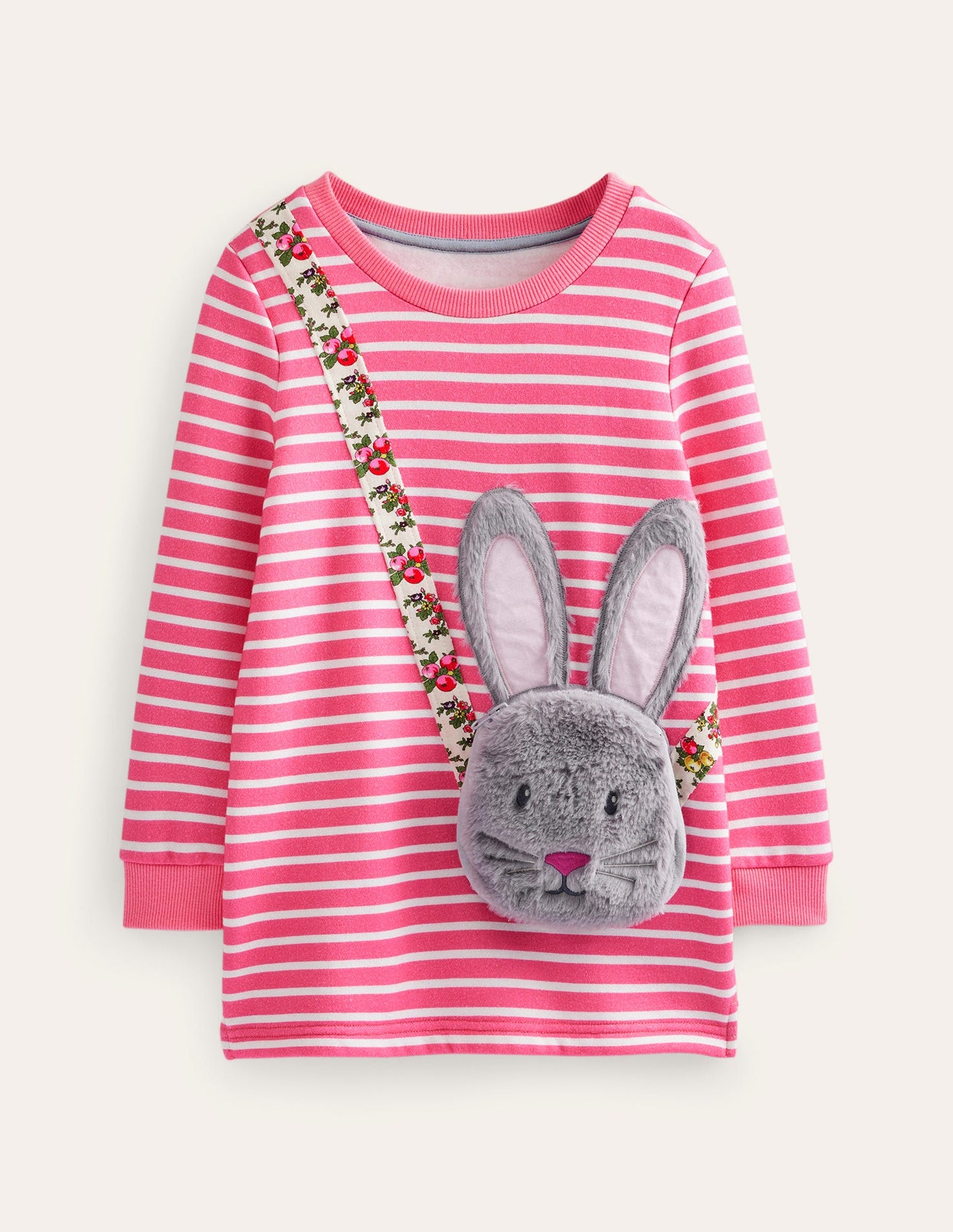 Appliqué Pocket Tunic-Cosmos Pink/Ivory Stripe