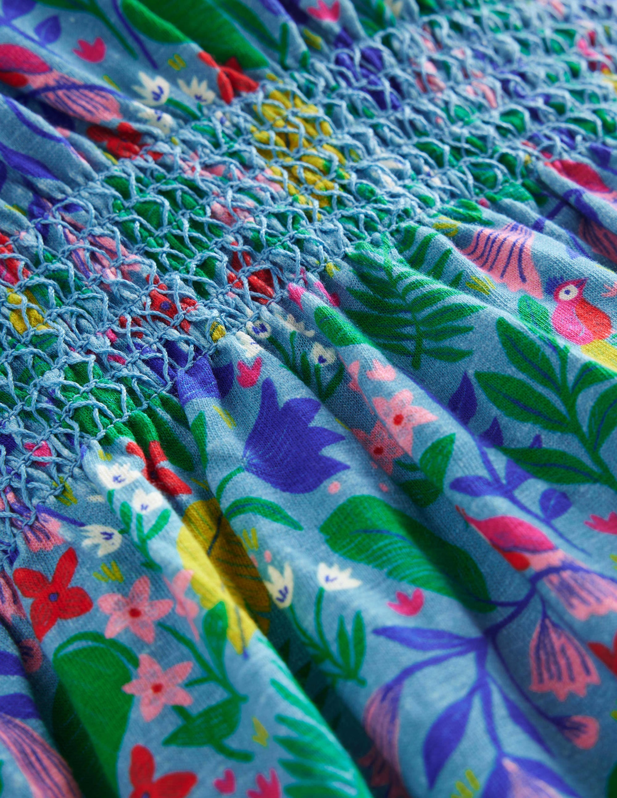 Printed Holiday Dress-Multi Parrot Vine - Image 3