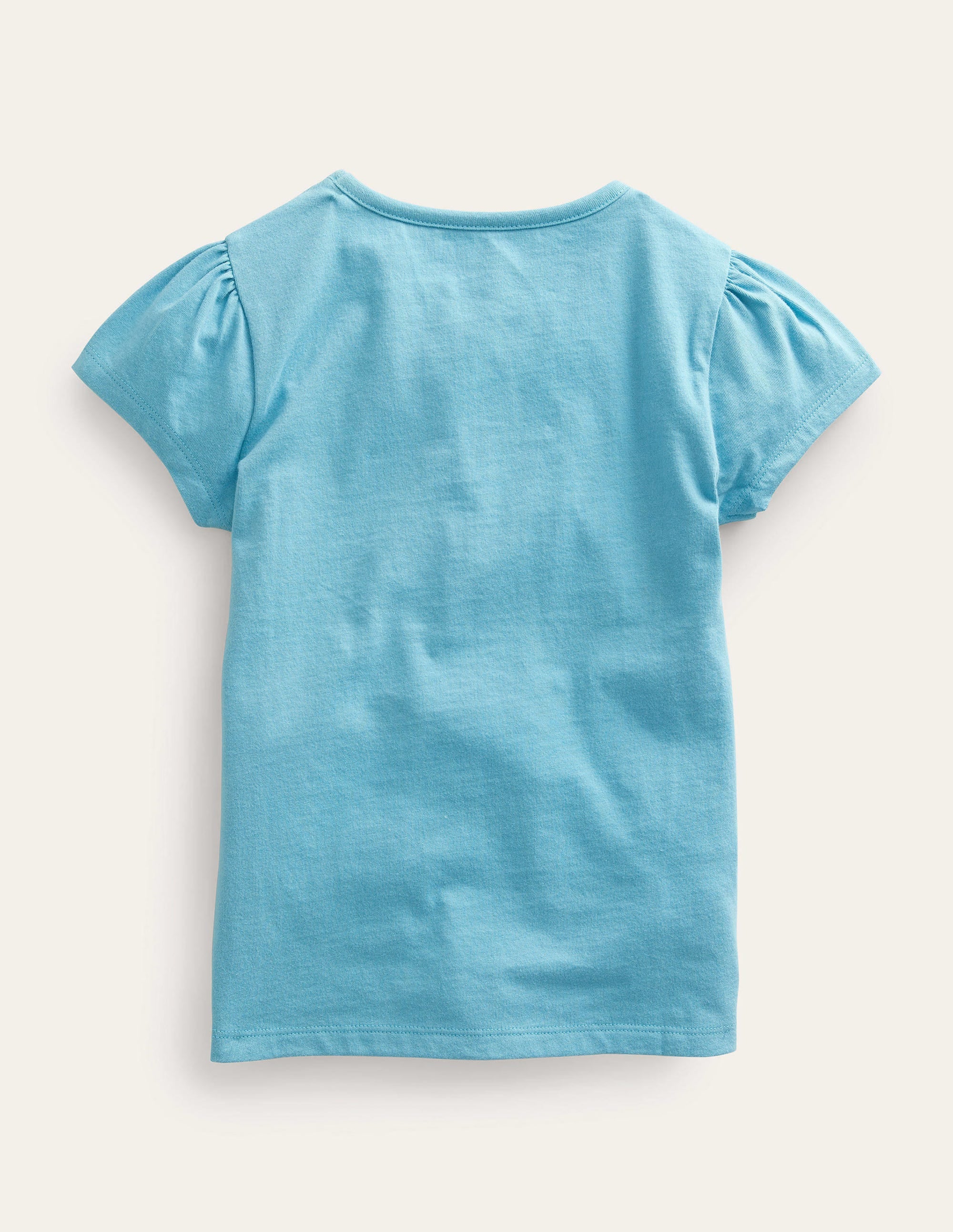 Puff Sleeve Appliqué T-shirt-Delphinium Blue Giraffe - Image 2
