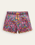 Scalloped-Hem Shorts-Azalea Woodblock Vine