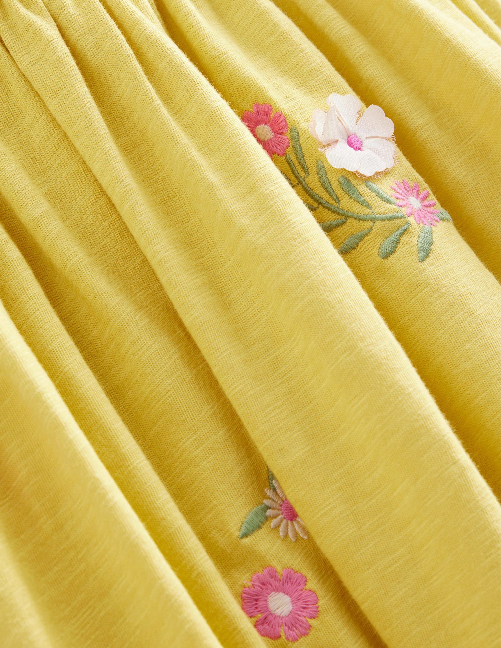 Embroidered Jersey Dress-Buttercup Yellow-3