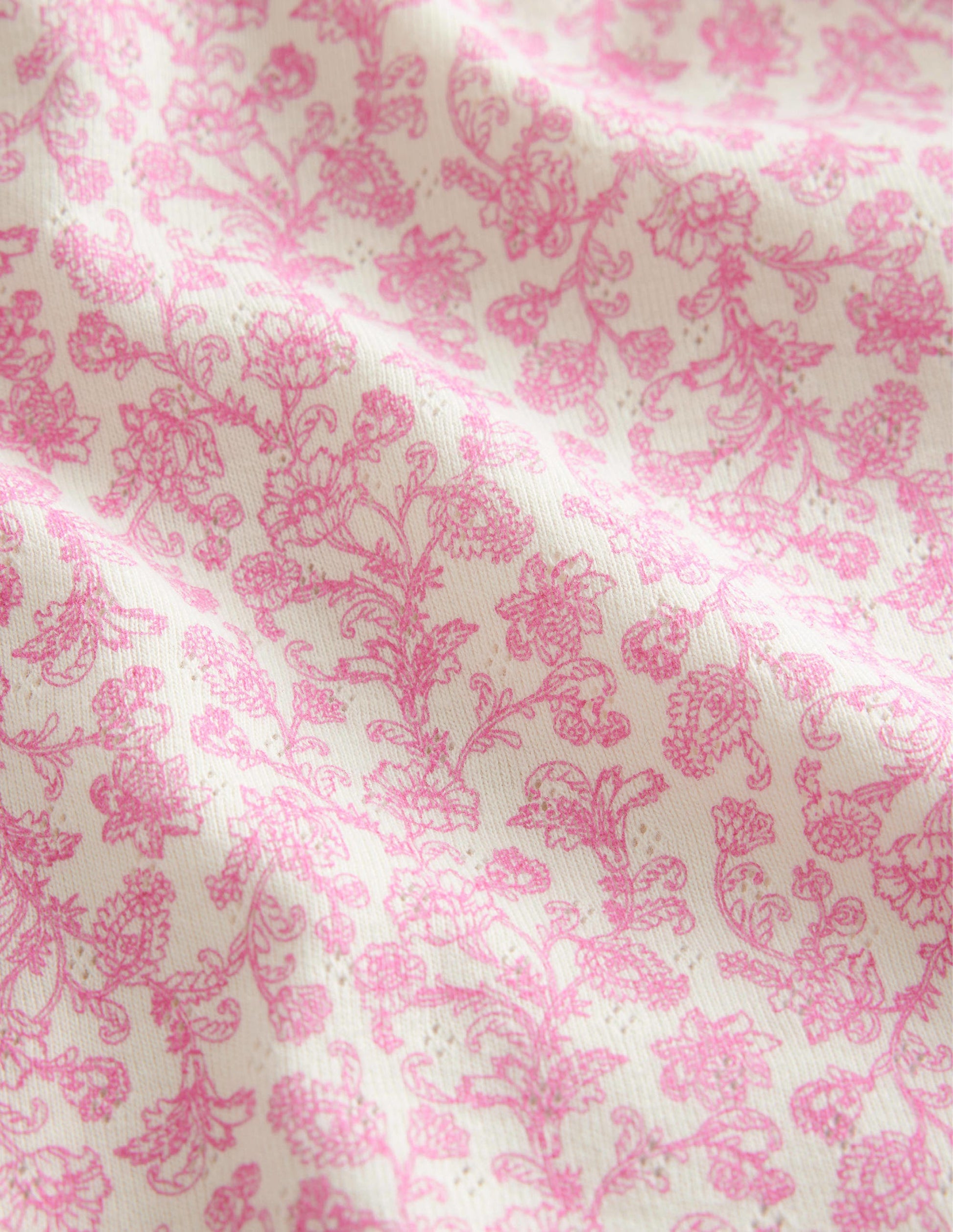 Short-sleeved Pointelle Top-Pink Paisley Floral-3