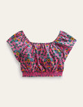 Square Neck Crop Top-Azalea Woodblock Vine