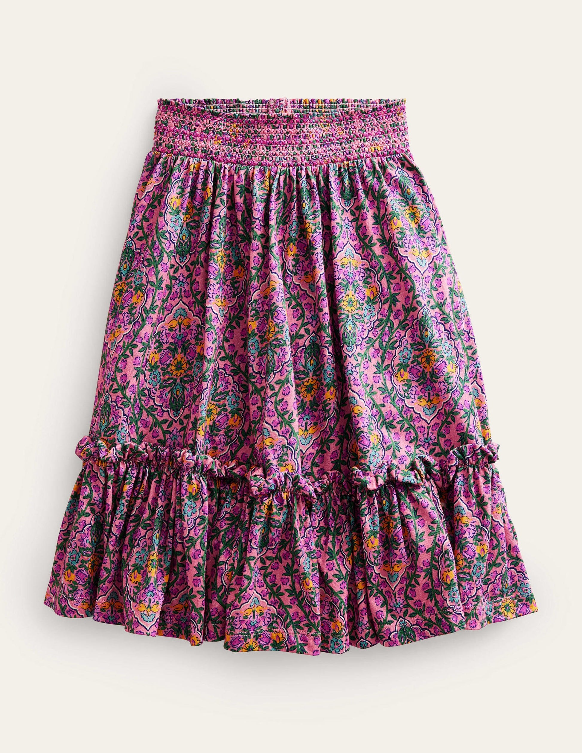 Printed Jersey Midi Skirt-Azalea Woodblock Vine-1