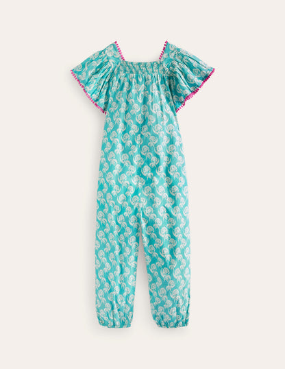 Relaxed Cotton-Poplin Jumpsuit-Delphinium Blue Floral Stamp-2