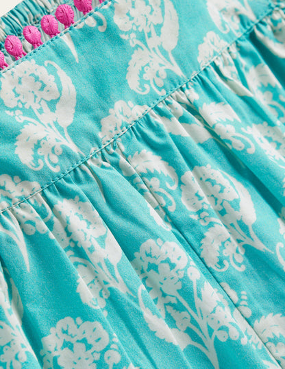 Relaxed Cotton-Poplin Jumpsuit-Delphinium Blue Floral Stamp-3