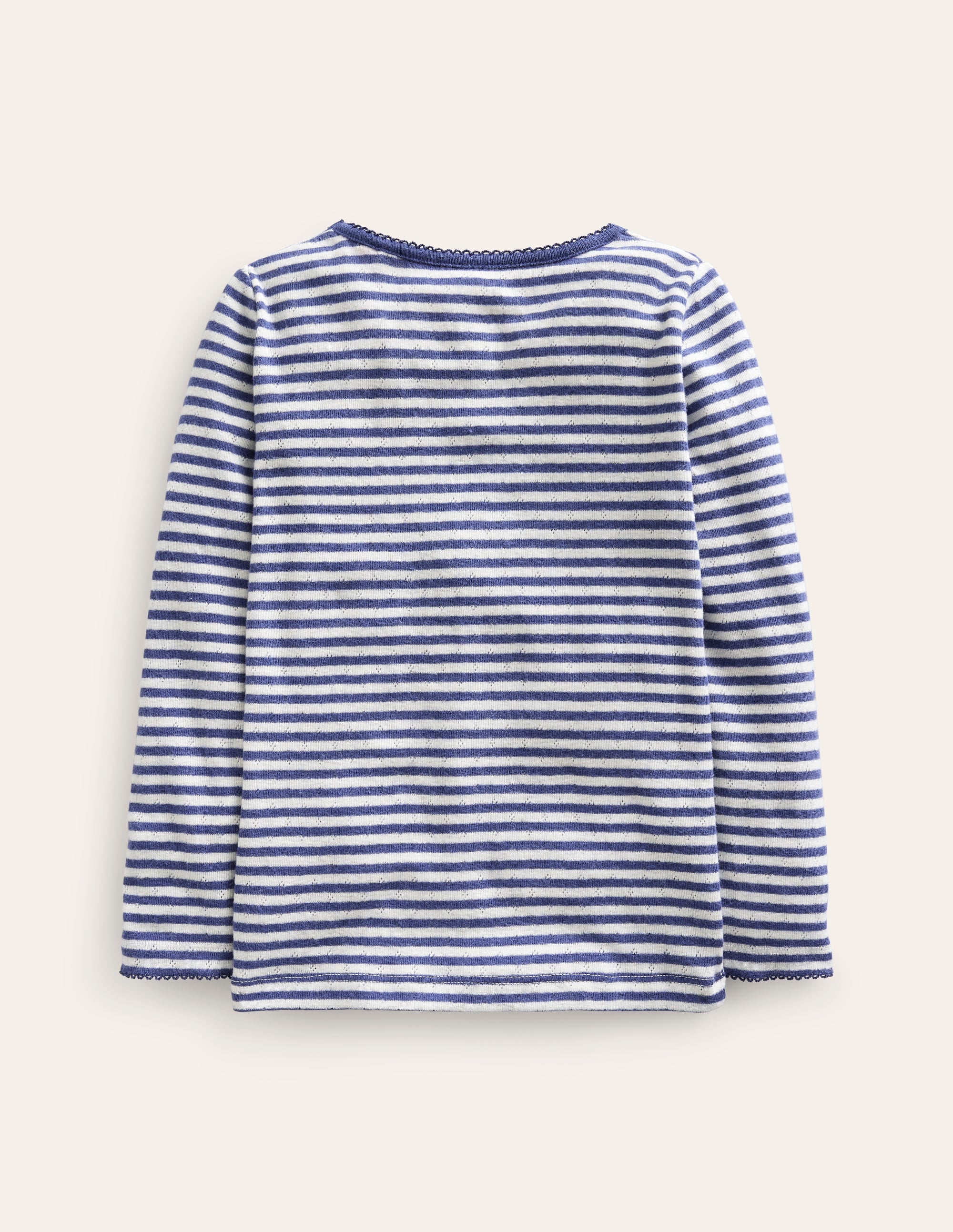 Long Sleeve Pointelle Top-Starboard Blue/Ivory - Image 2