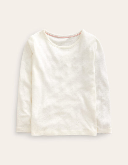 Long Sleeve Pointelle Top-Ivory