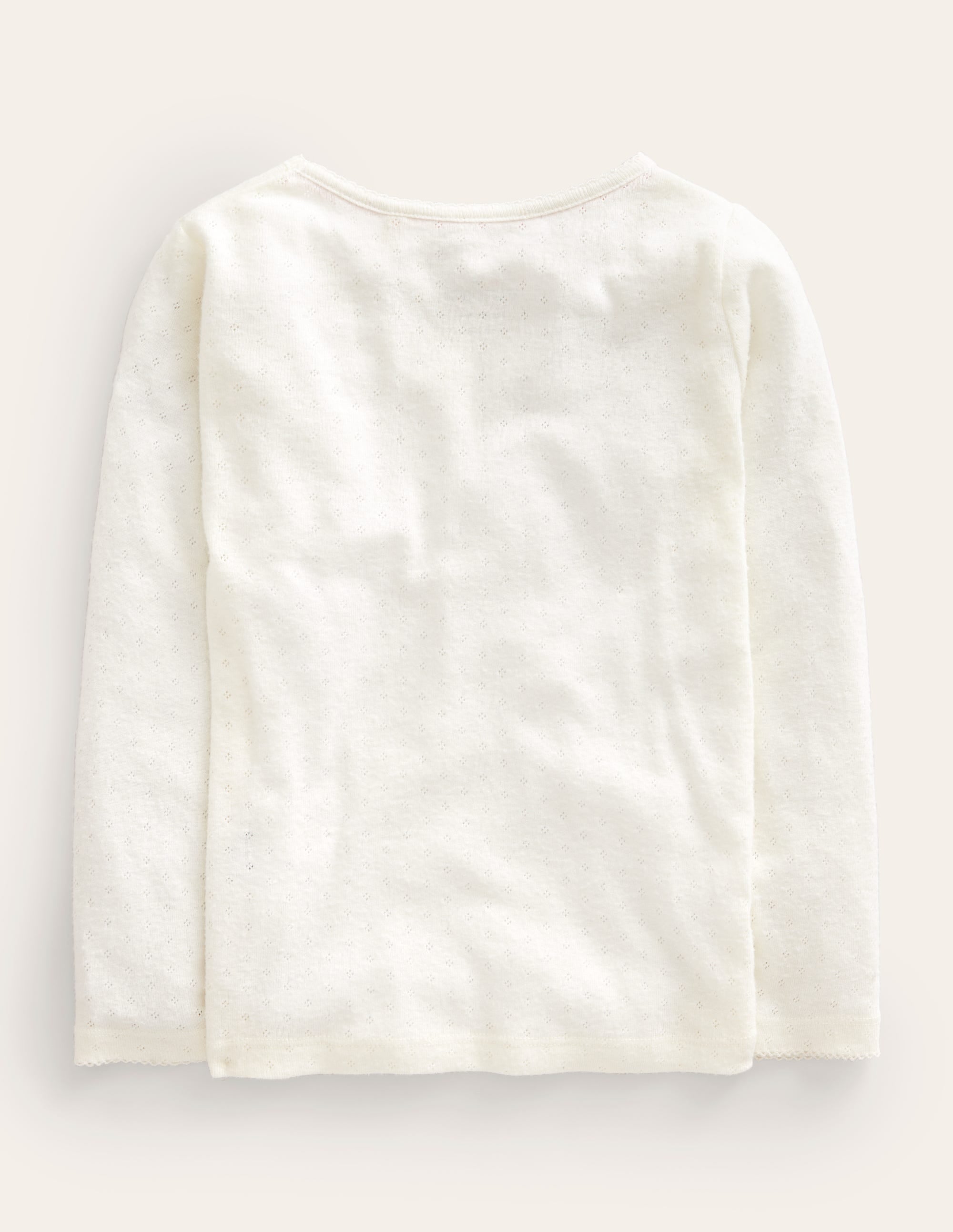 Long Sleeve Pointelle Top-Ivory - Image 2