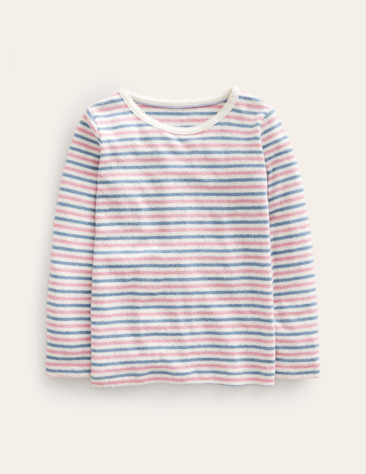 Long Sleeve Pointelle Top-Multi Stripe-1