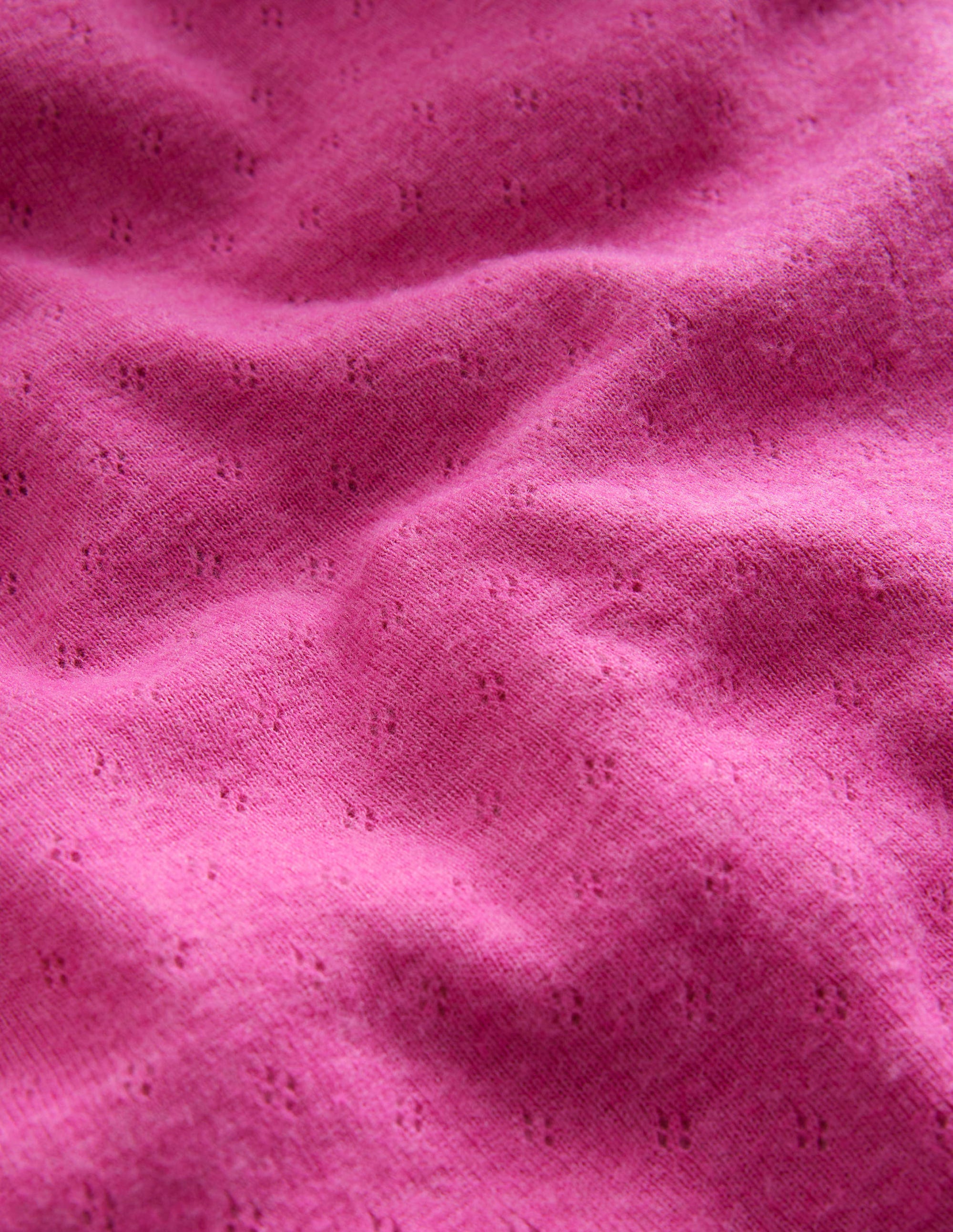 Long Sleeve Pointelle Top-Phlox Pink - Image 3