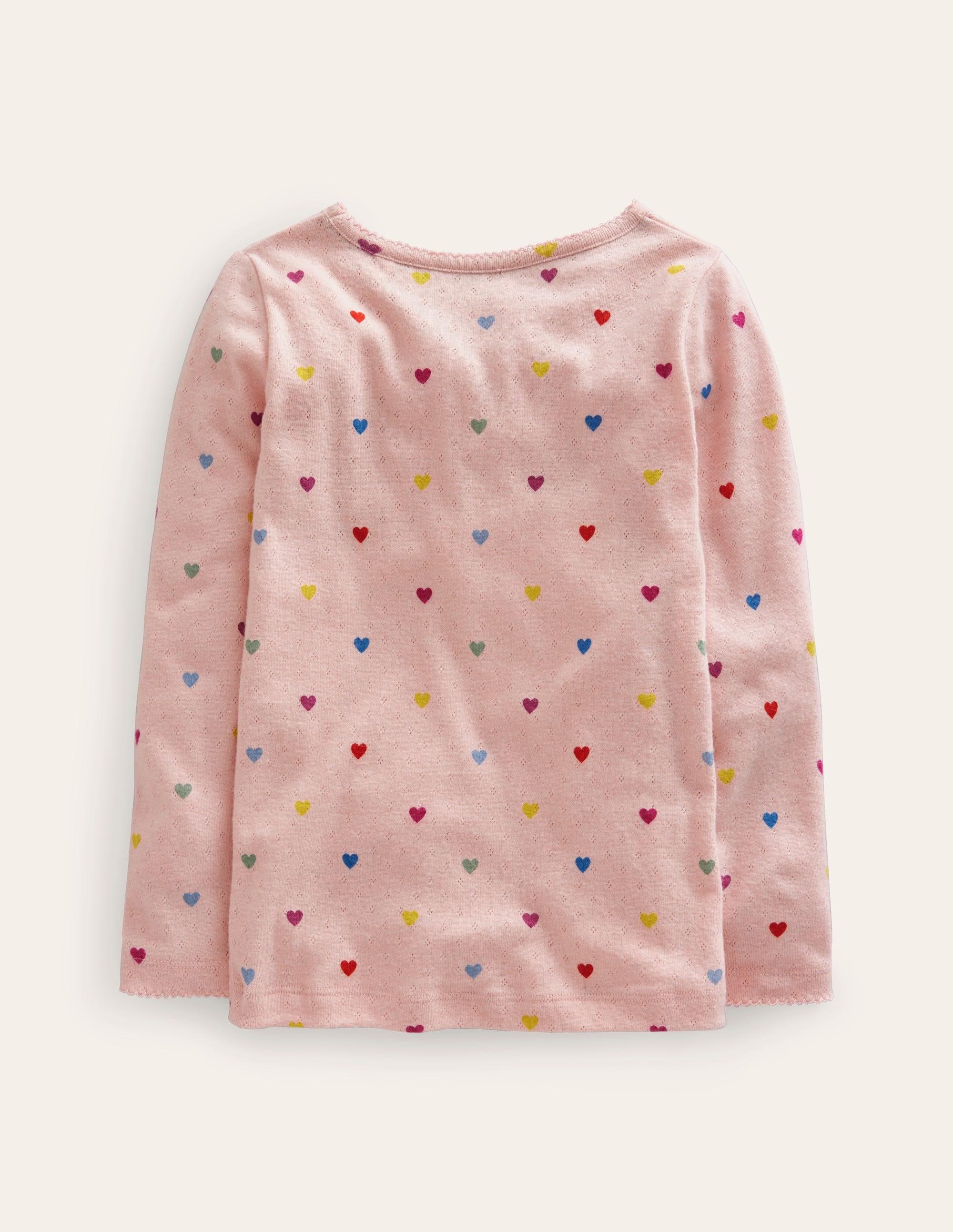 Long Sleeve Pointelle Top-Provence Pink Hearts - Image 2