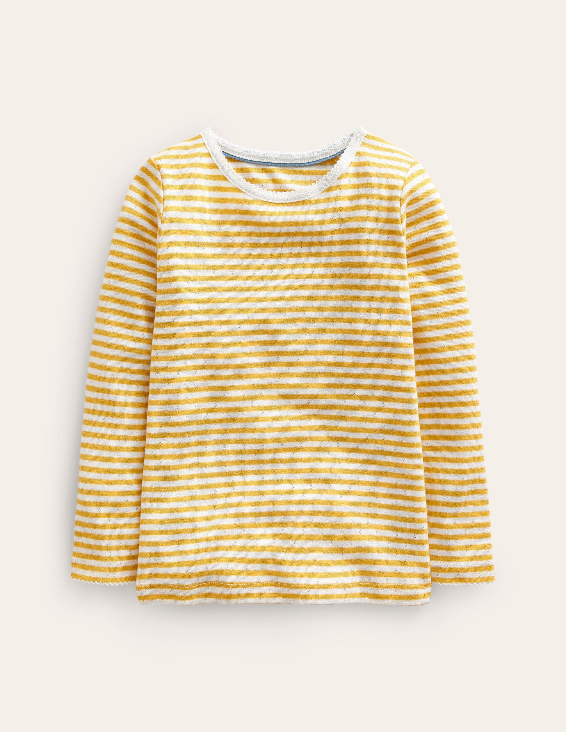 Long Sleeve Pointelle Top-Honeycomb/Ivory-1