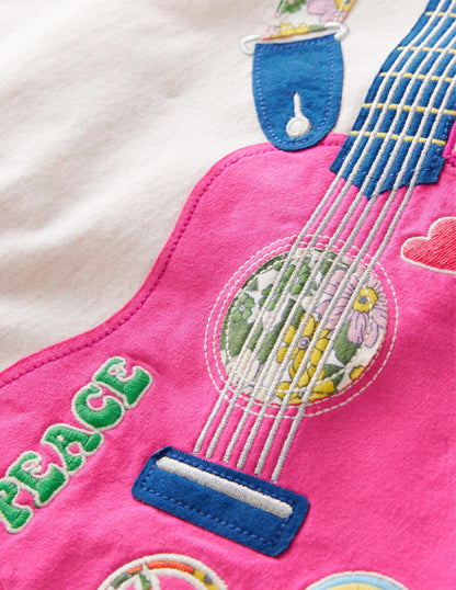 Front & Back Appliqué T-shirt-Oatmeal Marl-3