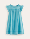 Flutter Sleeve Jersey Dress-Delphinium Blue