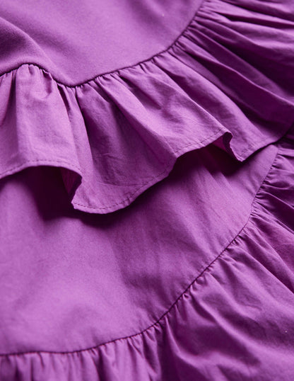 Ruffled Cotton Dress-Jewel Purple-3