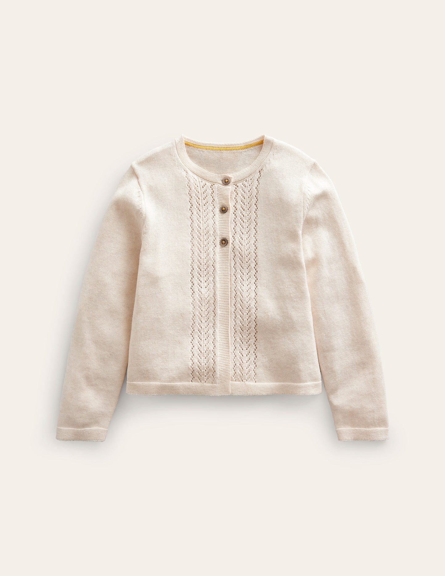 Pointelle Cotton Cardigan-Ecru