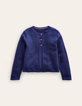 Pointelle Cotton Cardigan-College Navy