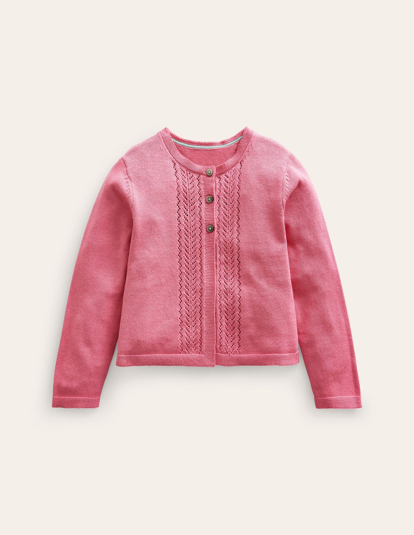 Pointelle Cotton Cardigan-Formica Pink