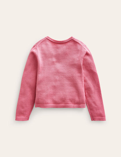 Pointelle Cotton Cardigan-Formica Pink