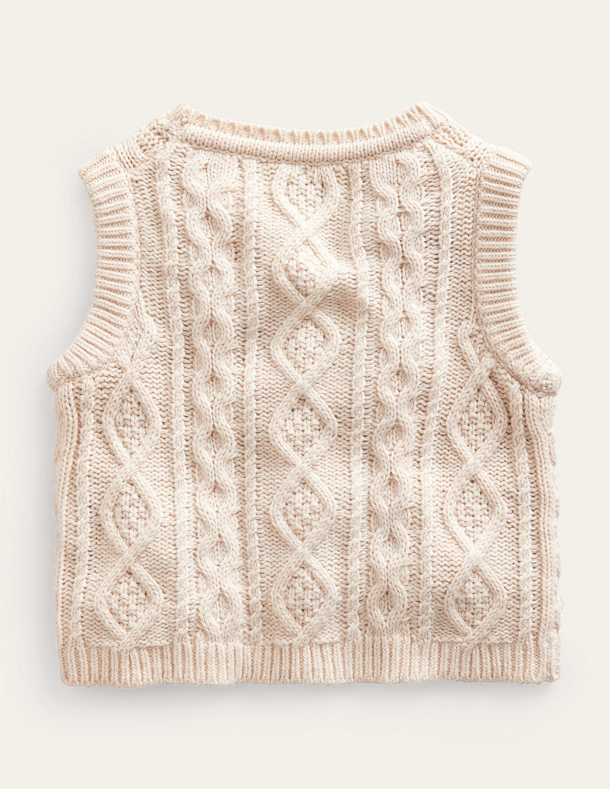 Cable Knitted Waistcoat-Ecru Marl-2