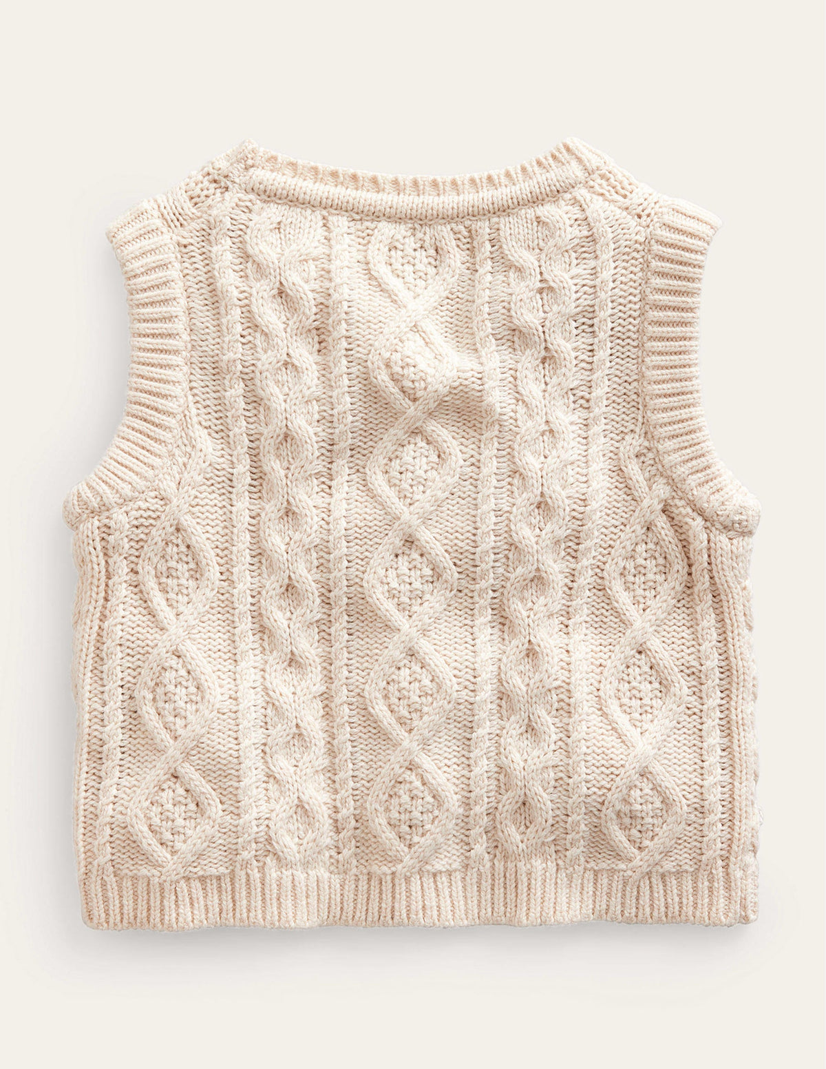 Cable Knitted Waistcoat-Ecru Marl - Image 2