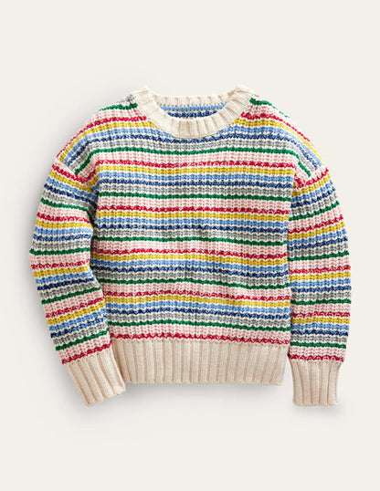 Chunky Striped Jumper-Ivory Multi Stripe-1