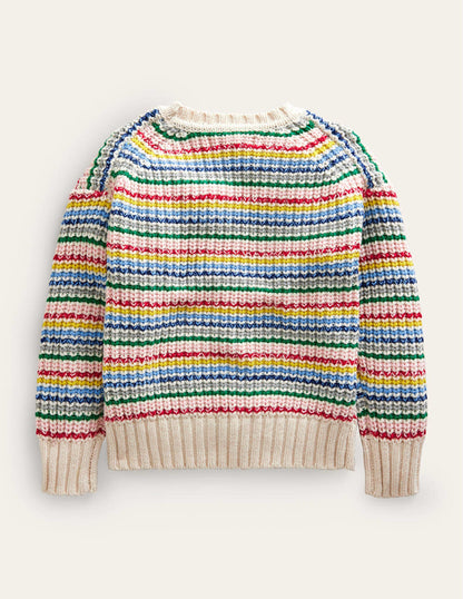 Chunky Striped Jumper-Ivory Multi Stripe-2