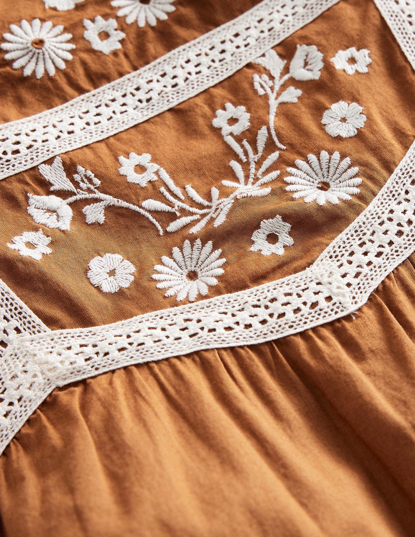 Pretty Lace Blouse-Butterscotch Brown