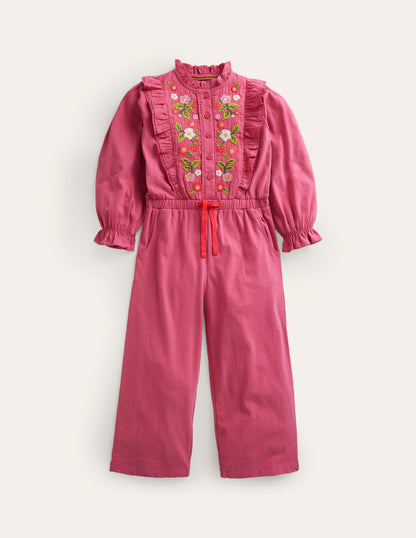 Embroidered Jersey Jumpsuit-Blush Pink