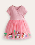 Applique Tulle Ballet Dress-Almond Pink