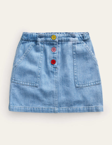 A-Line Mini Skirt-Light Denim Wash
