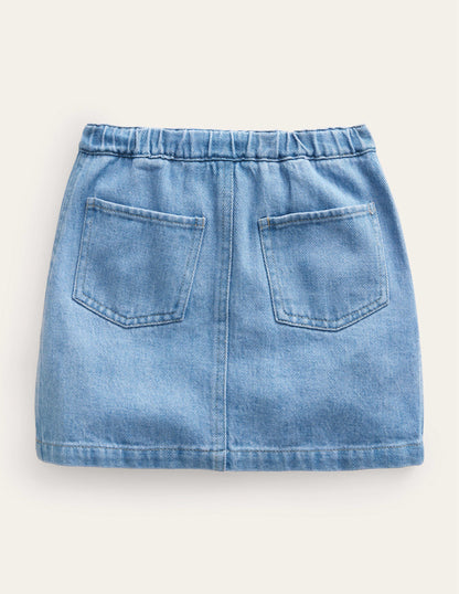 A-Line Mini Skirt-Light Denim Wash-3