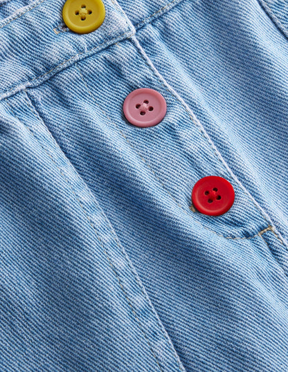 A-Line Mini Skirt-Light Denim Wash-4