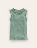 Pointelle Vest-Smoke Green