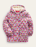 Scallop Quilted Anorak-Aster Purple Woodblock Flower