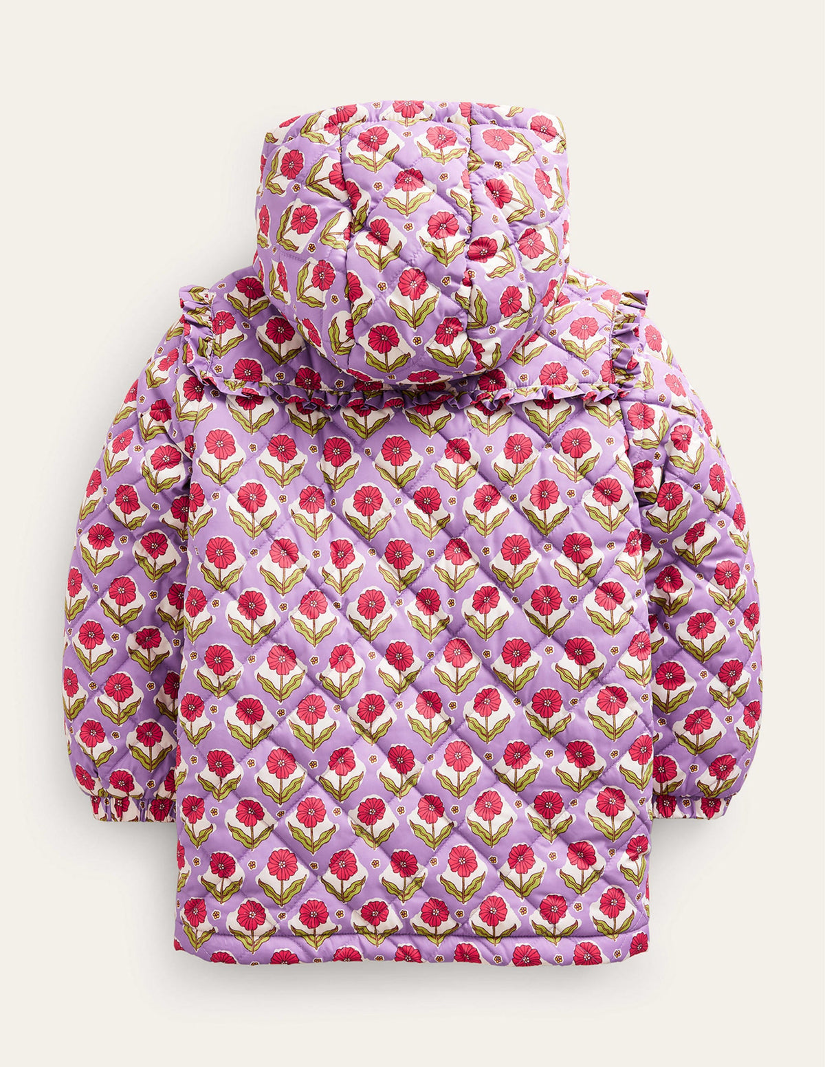 Scallop Quilted Anorak-Aster Purple Woodblock Flower - Image 2