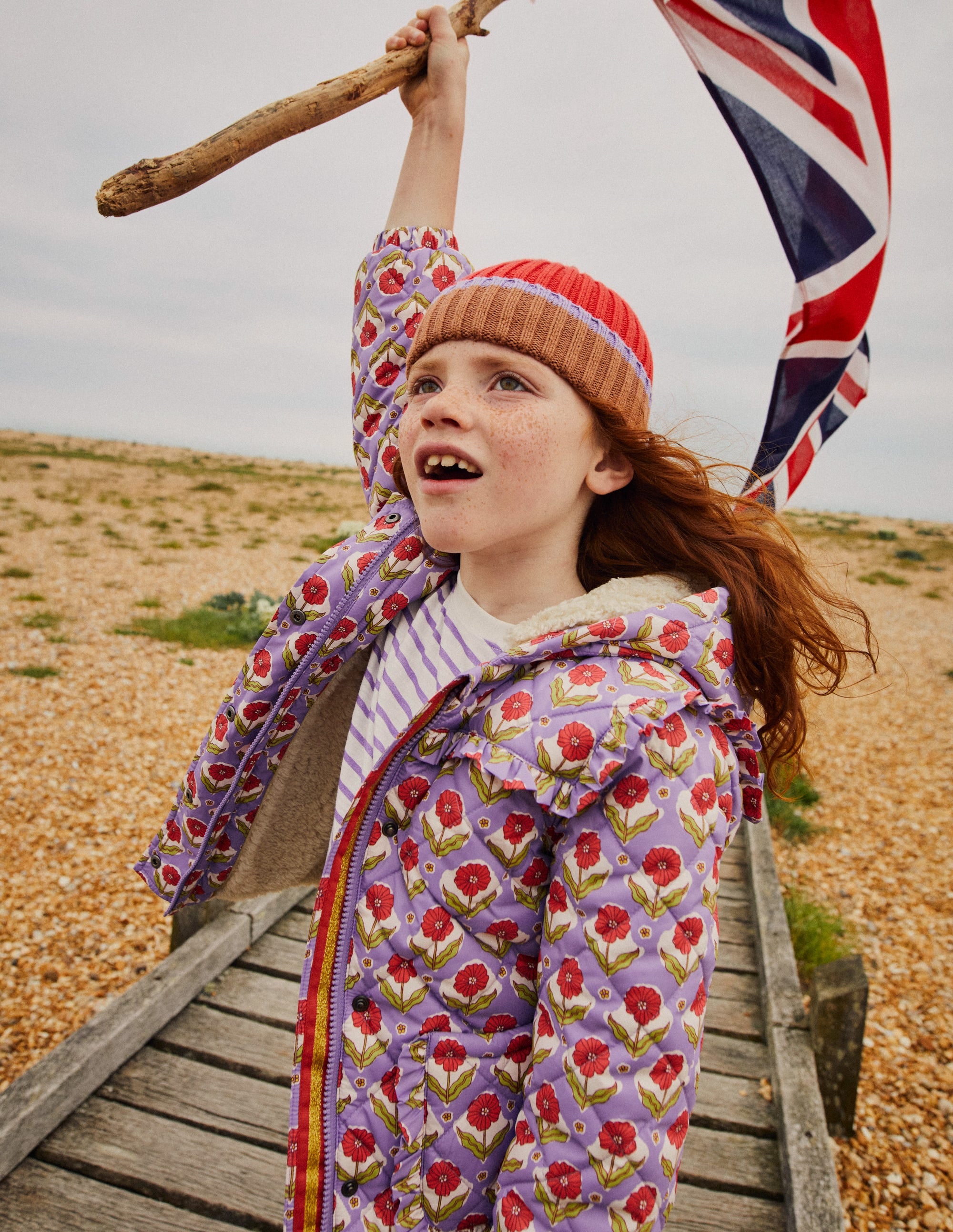 Scallop Quilted Anorak-Aster Purple Woodblock Flower - Image 5