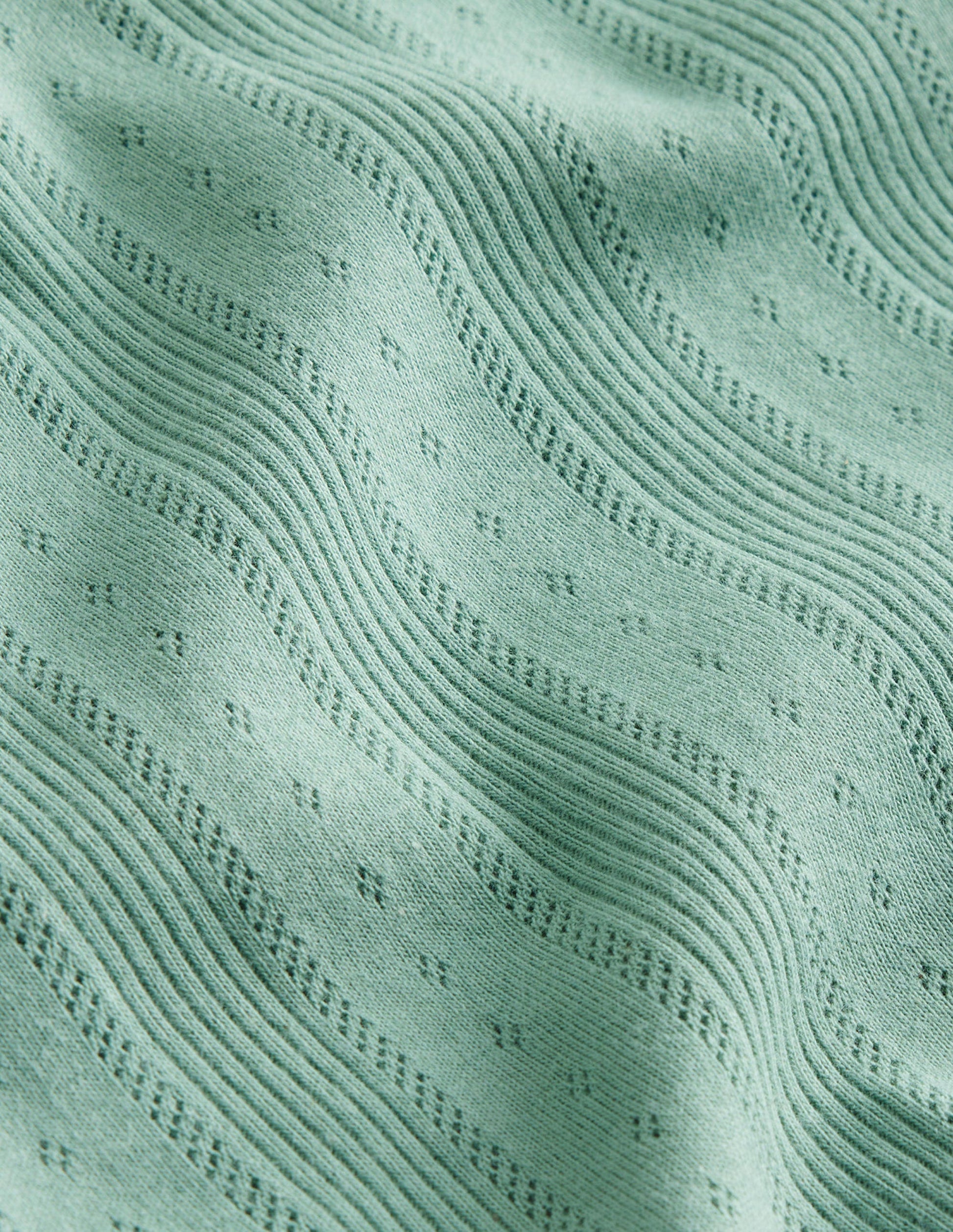Pointelle Puff Sleeve Top-Smoke Green-3