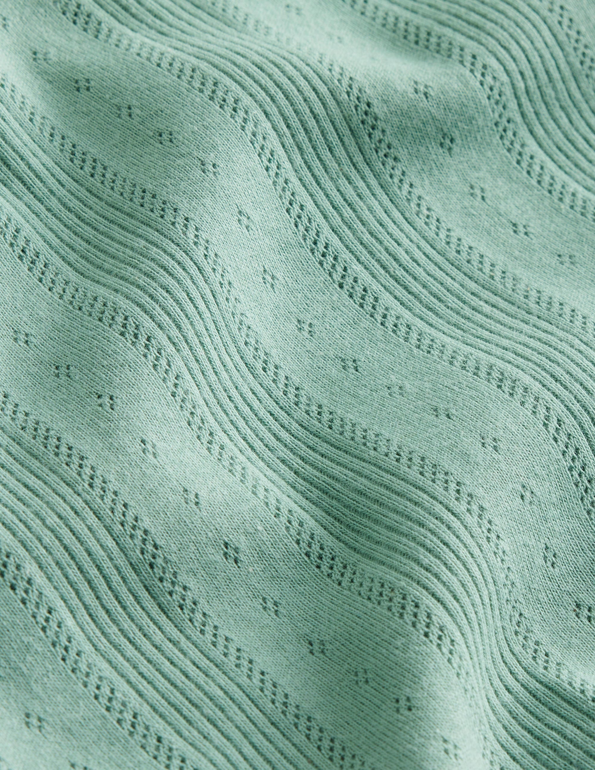 Pointelle Puff Sleeve Top-Smoke Green - Image 3