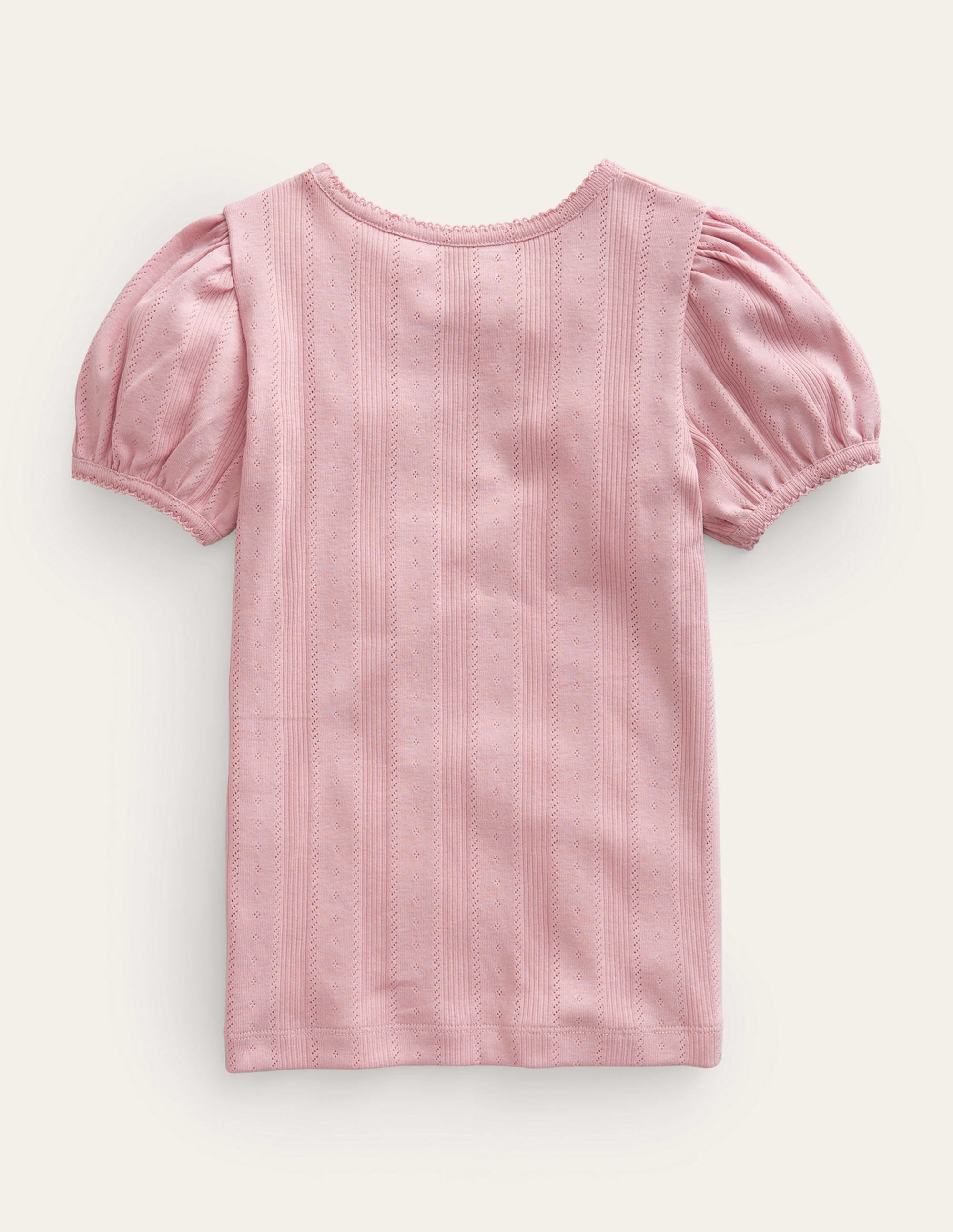 Pointelle Puff Sleeve Top-Vintage Pink - Image 2