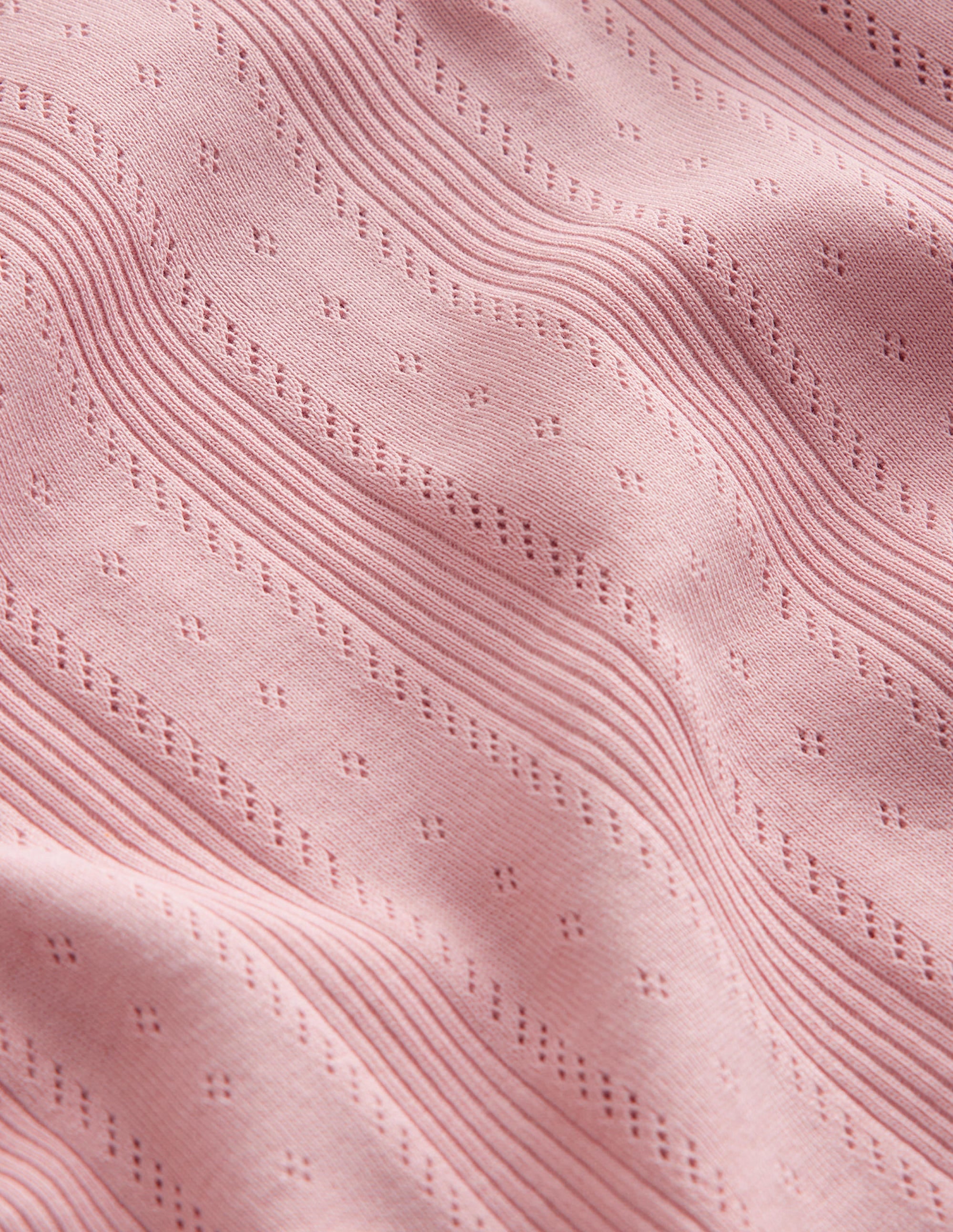 Pointelle Puff Sleeve Top-Vintage Pink - Image 3